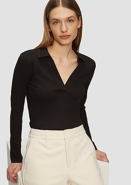 s.Oliver Langarmshirt Geripptes Langarmshirt mit Polokragen günstig online kaufen