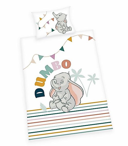 Herding Babybettwäsche 100x135cm Dumbo Disney Elefant Streifen Bunt, Microf günstig online kaufen