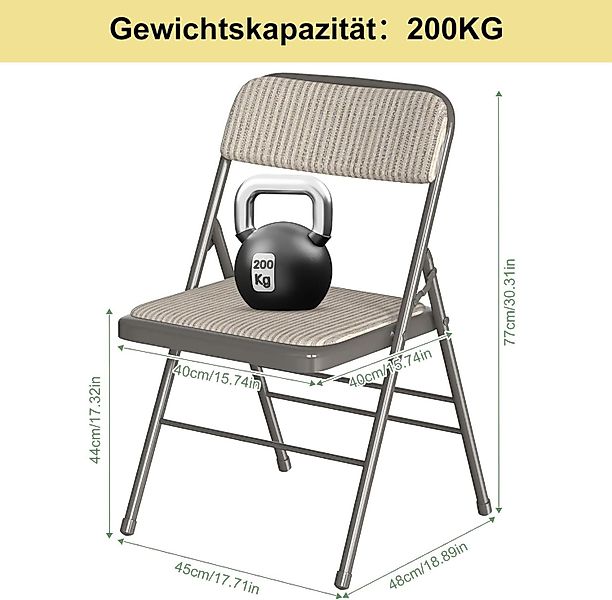 JEOBEST Klappstuhl Essstühle, Tragbare gepolsterte Küchenstühle günstig online kaufen