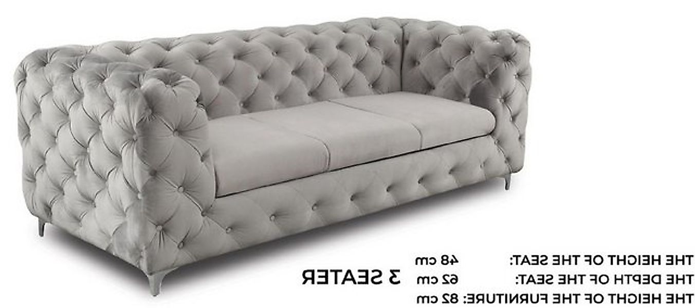 Xlmoebel Sofa Chesterfield Sofa für drei Personen, Polstermöbel für das Woh günstig online kaufen