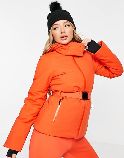 ASOS 4505 – Ski – Jacke mit Gürtel und Kapuze-Rot günstig online kaufen