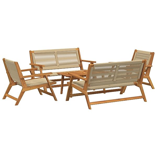 vidaXL Gartenstühle mit Tisch 5-Teilig Beige Massivholz Akazie 3214463 günstig online kaufen