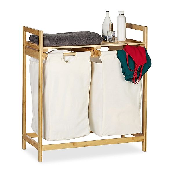 relaxdays Wäschekorb Bambus 2 Fäch günstig online kaufen