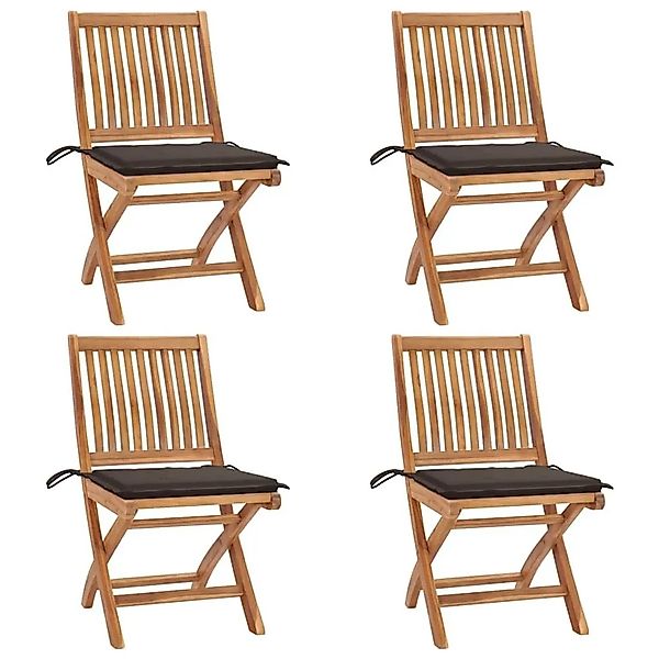 vidaXL Klappbare Gartenstühle mit Kissen 4 Stk Massivholz Teak 3072815 günstig online kaufen