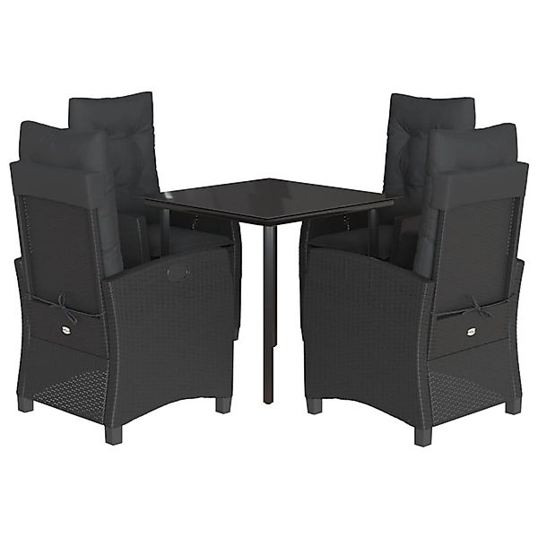 vidaXL 5-Tlg Garten-Essgruppe mit Kissen Schwarz Poly Rattan 3212753 günstig online kaufen