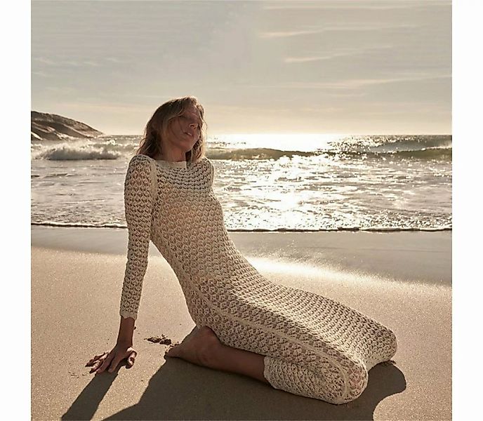 ZWY Dirndl Strandrock aus gestricktem, hohlem Chiffon-Shirt mit Sonnenschut günstig online kaufen