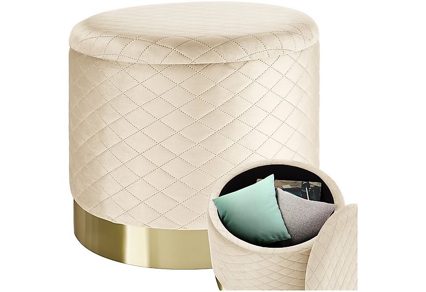 tectake Sitzhocker Schminkhocker Coco gepolstert in Samtoptik 300kg mit Sta günstig online kaufen