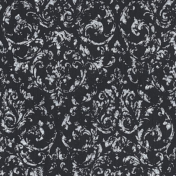 PROFHOME 306606-GU Barock Tapete Ornament schimmernd Schwarz Silber 0,53 m günstig online kaufen