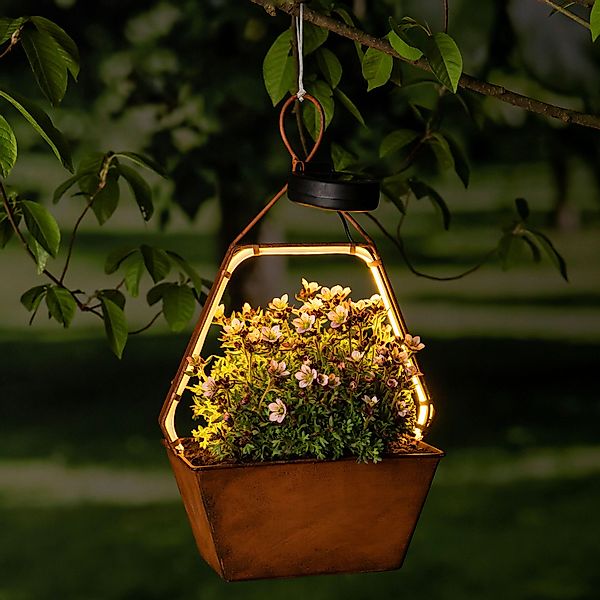 Spetebo Blumentopf Solar Blumenampel beleuchtet Rost günstig online kaufen