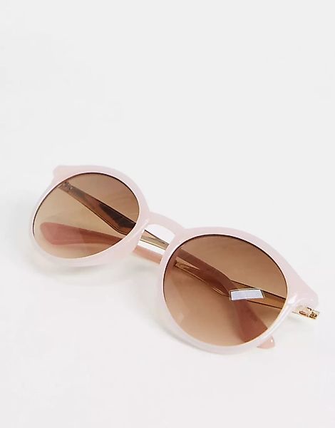 Topshop – Runde Sonnenbrille aus rosa Kunststoff Pink mit braunen Gläsern günstig online kaufen