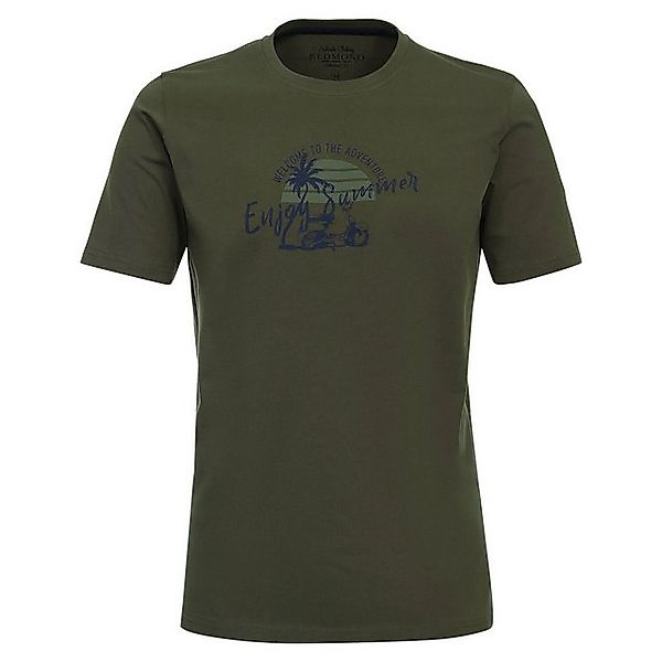 Redmond Rundhalsshirt Große Größen Herren T-Shirt oliv sommerlicher Print R günstig online kaufen