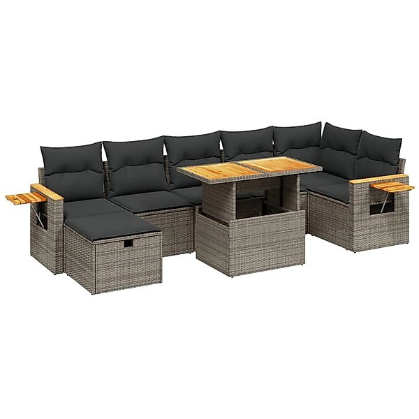 vidaXL 8-Tlg Garten-Sofagarnitur mit Kissen Grau Poly Rattan 3276154 günstig online kaufen