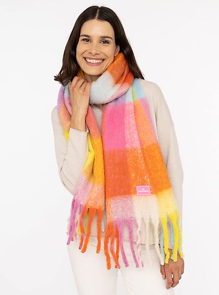 Zwillingsherz Modeschal ""Big Karo"", großes Karo-Muster, Fransen, in frisc günstig online kaufen