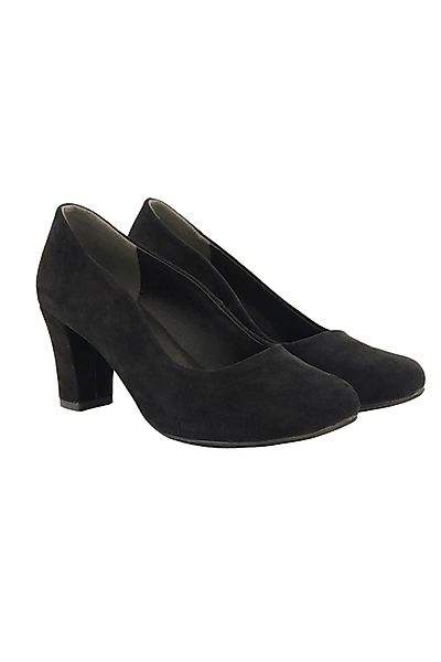 Ulla Popken Veloursleder-Pumps Wellenschnitt Blockabsatz Pumps günstig online kaufen