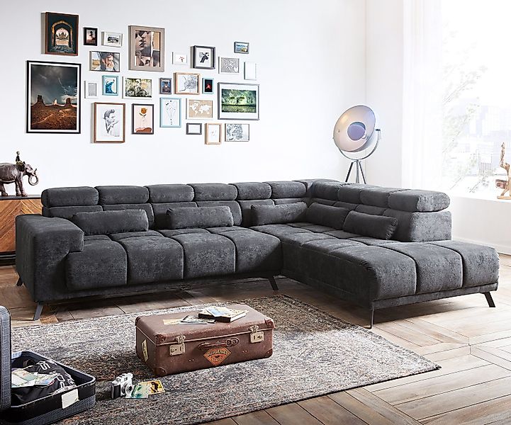 DELIFE Ecksofa Catan, Mikrofaser Anthrazit 295x230 günstig online kaufen