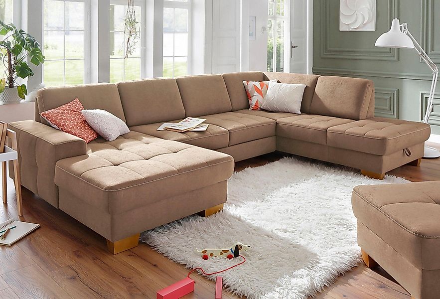 Home affaire Wohnlandschaft "Puccini U-Form", mit Federkern, Sitztiefenvers günstig online kaufen