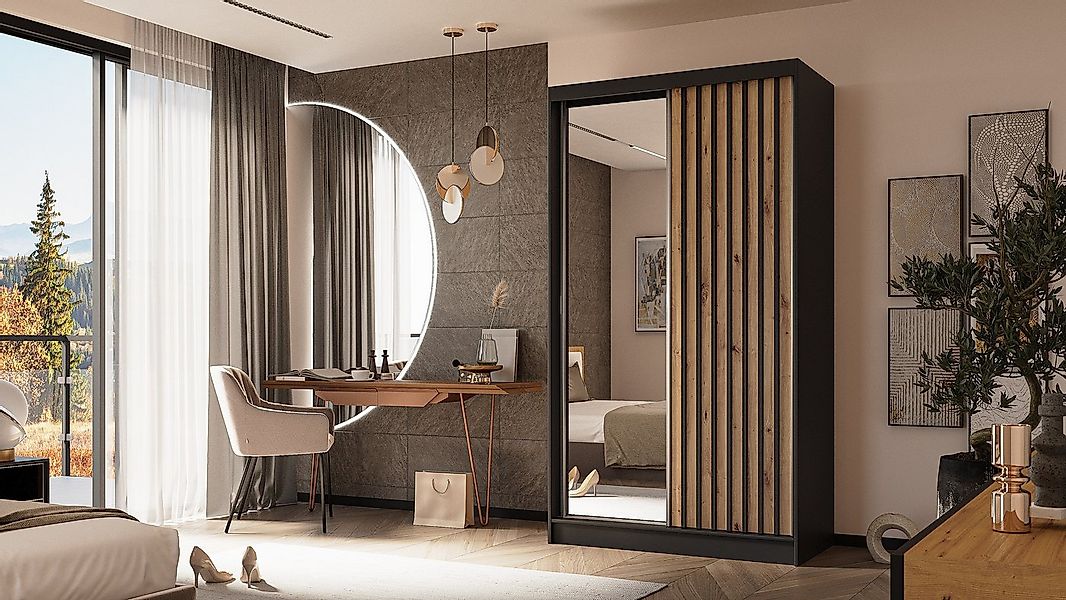 ALTDECOR Schiebetürenschrank LAMELO (Kleiderschrank Garderobenschrank mit v günstig online kaufen