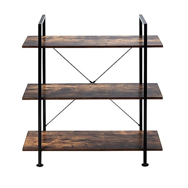 COSTWAY Bücherregal, 3 Ebenen, Holz, mit Metallrahmen, stehend, 90x36x99cm günstig online kaufen