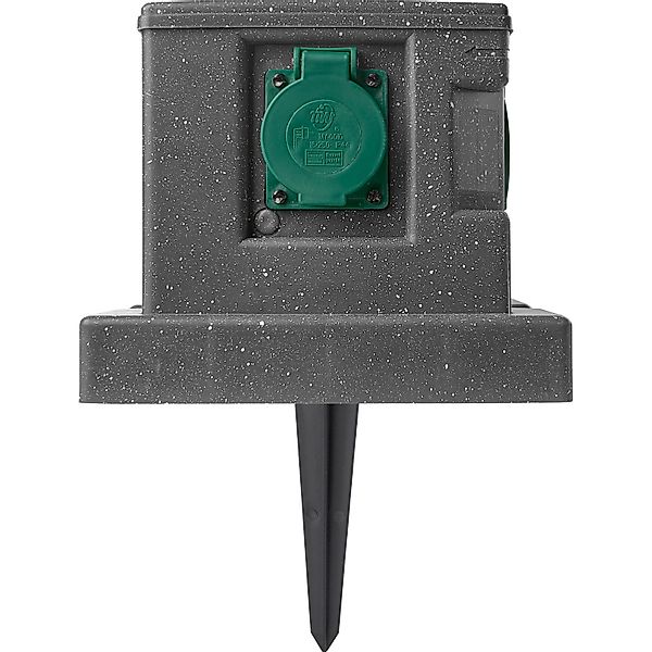 Gartensteckdose Steinoptik mit Schutzdeckel 4-fach günstig online kaufen