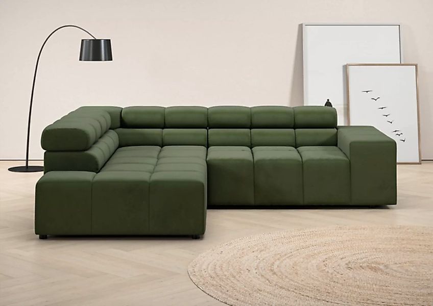 INOSIGN Ecksofa "Ancona, incl. Kopfteilverstellung + 3 Zierkissen, L-Form, günstig online kaufen