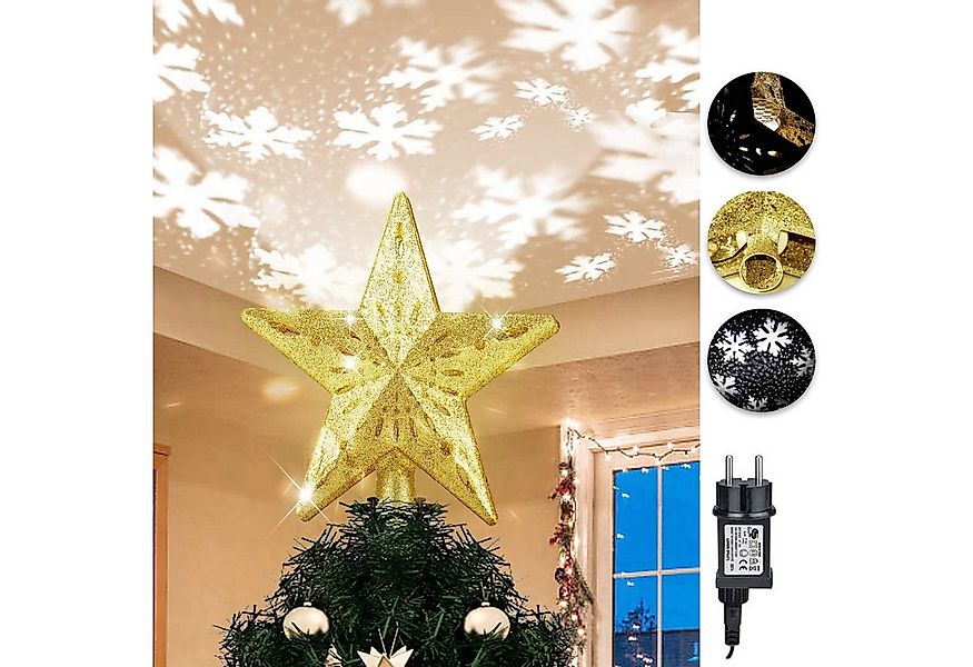 Jibenhome Christbaumspitze Schneeflockenprojektor Stern Baumspitze Christba günstig online kaufen