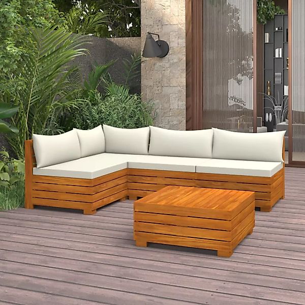 5-tlg. Garten-lounge-set Mit Kissen Massivholz Akazie günstig online kaufen