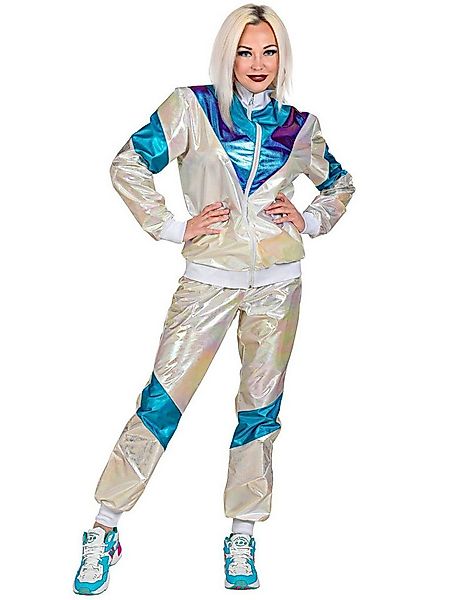 Widmann S.r.l. Kostüm Holographischer Retro Trainingsanzug für Erwachsene w günstig online kaufen