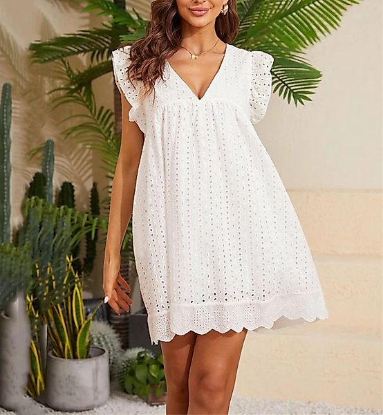 AFAZ New Trading UG Sommerkleid Damen-Hemdkleid mit Spitzen-Jacquard-Aussch günstig online kaufen