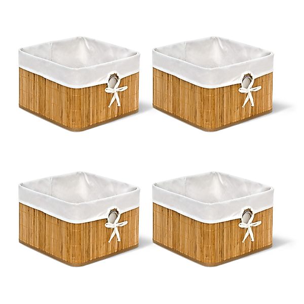 relaxdays Aufbewahrungskorb 4 x Aufbewahrungskorb Bambus günstig online kaufen