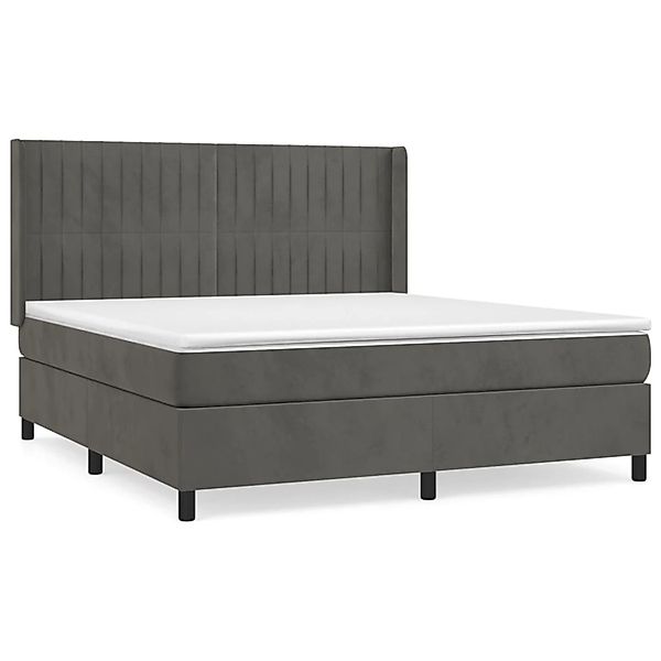 vidaXL Boxspringbett mit Matratze Dunkelgrau 160x200 cm Samt1368883 günstig online kaufen