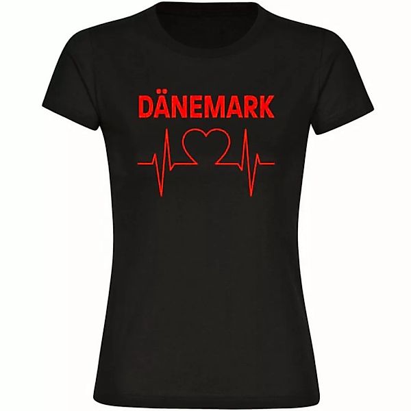 multifanshop T-Shirt Damen Dänemark - Herzschlag - Frauen günstig online kaufen