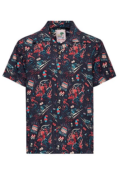 KingKerosin Kurzarmhemd Rockabilly Devil mit Allover-Artwork-Print günstig online kaufen