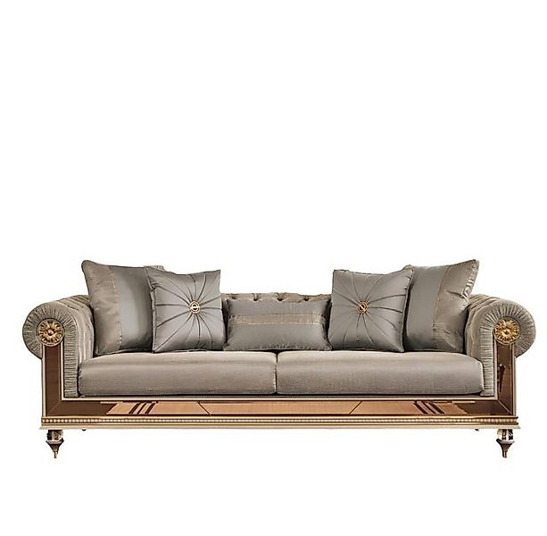 Xlmoebel Sofa Dreisitzer Chesterfield-Sofa in Grau aus Stoff, 2-teilige Gar günstig online kaufen