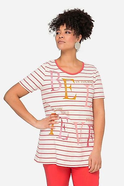 MIAMODA T-Shirt Ringelshirt BELIEVE Rundhals Halbarm günstig online kaufen