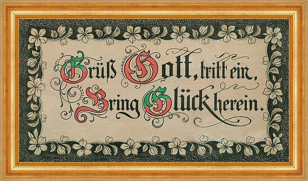 BillerAntik Kunstdruck Haussegen "Grüß Gott tritt ein" Hausschutz Geschenk günstig online kaufen