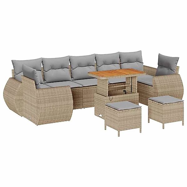 vidaXL Garten-Sofa-Set 10-Tlg Beige Poly Rattan 3361862 günstig online kaufen