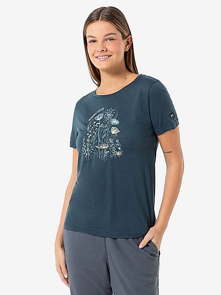 SUPER.NATURAL Print-Shirt für Damen, Merino ROCK FLOWERS TEE Blumen Motiv, günstig online kaufen