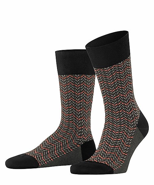 FALKE Colour Waves Herren Socken, 39-40, Schwarz, AnderesMuster, Baumwolle, günstig online kaufen