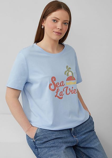 QS Kurzarmshirt Baumwollshirt mit Frontprint günstig online kaufen