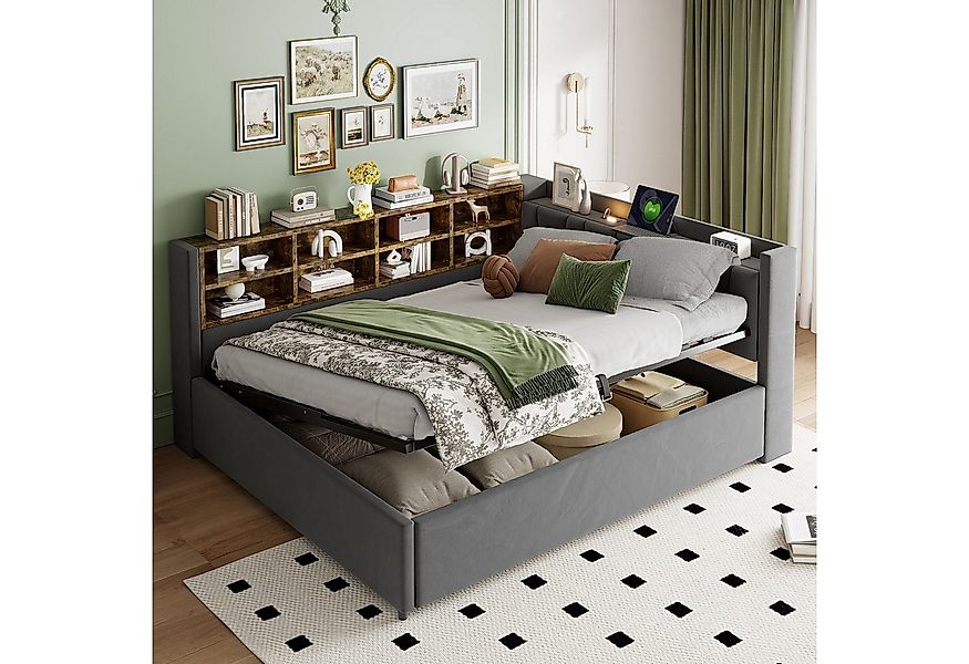 STILVORA Schlafsofa 140×200 mit Matratze&Stauraum,Daybett Tagesbett mit Nac günstig online kaufen