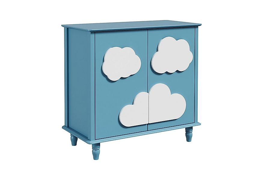 UEV Kinderkleiderschrank mit 2 Türen, Kinderschrank für mädchen mit Wolkemu günstig online kaufen