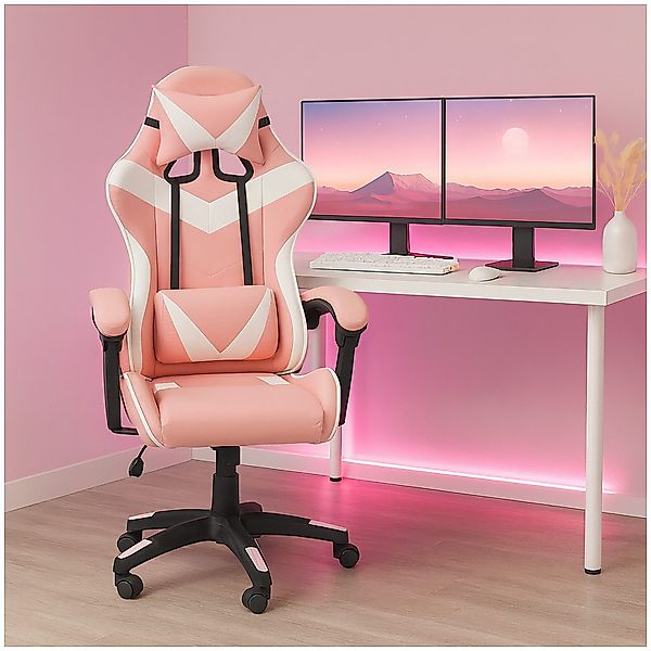 HTI-Living Schreibtischstuhl Schreibtischstuhl Krit Pink-Weiß (Stück, günstig online kaufen