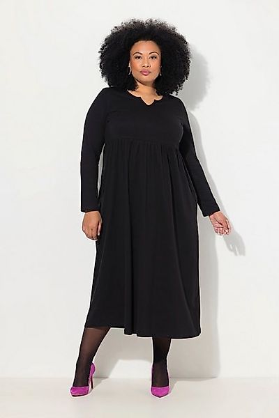 Ulla Popken Maxikleid Jersey-Maxikleid A-Linie Tunika-Ausschnitt Langarm günstig online kaufen