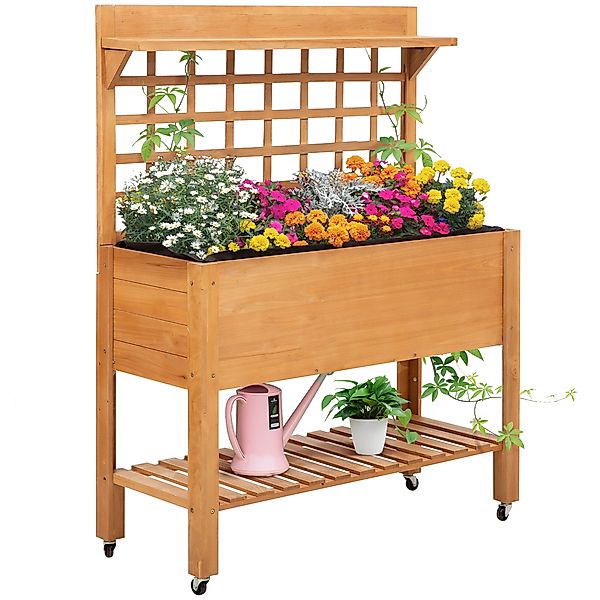 Outsunny Hochbeet Pflanztisch Blumentisch 105 x 40 x 135 cm aus Tanne, Arbe günstig online kaufen