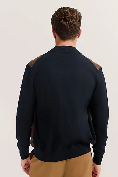 bugatti Strickjacke "Regular Fit", mit Velour-Front & Stehkragen günstig online kaufen