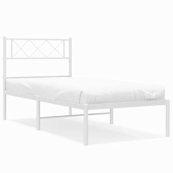 furnicato Bettgestell Metallbett ohne Matratze mit Kopfteil Weiß 75x190 cm günstig online kaufen