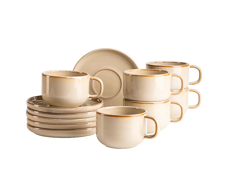 MÄSER Tasse »Kaffeetassen-Set Cordelia, aus Steinzeug«, (Set, 12 tlg.), 12e günstig online kaufen