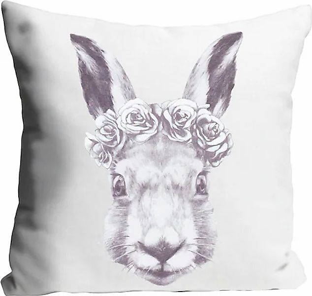 queence Dekokissen »Océane«, mit einem Hasen mit Blumenkranz, Kissenhülle o günstig online kaufen
