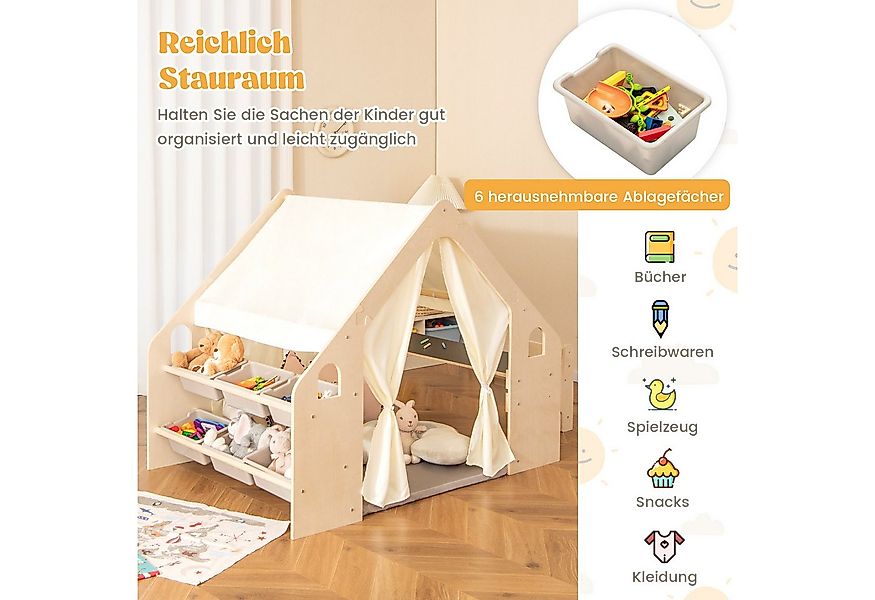 COSTWAY Spielzelt 6 in 1 Spielhaus mit Kindersitzgruppe & 6 Aufbewahrungsbo günstig online kaufen