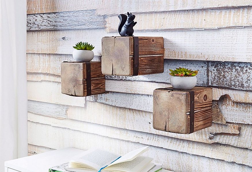 Home affaire Wandregal Holzpfeiler, 3-tlg. günstig online kaufen